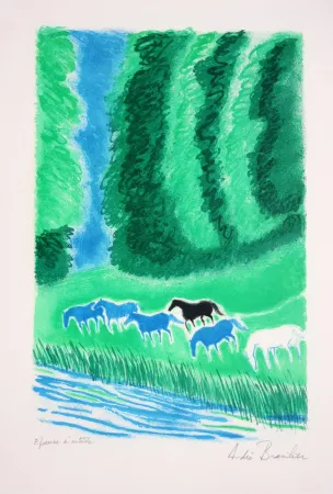 リトグラフ Brasilier - Chevaux au Bord de l'Eau