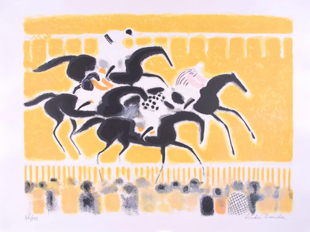 リトグラフ Brasilier - Courses à Auteuil - Racing at Auteuil