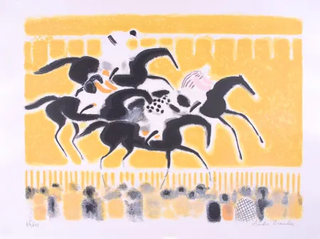 リトグラフ Brasilier - Courses à Auteuil - Racing at Auteuil