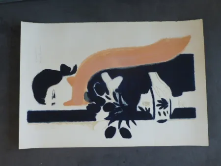 リトグラフ Brasilier - Femme au châle 