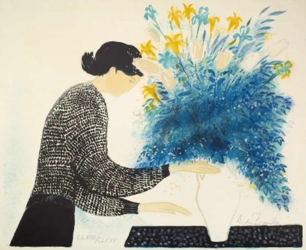 リトグラフ Brasilier - Grand bouquet du matin