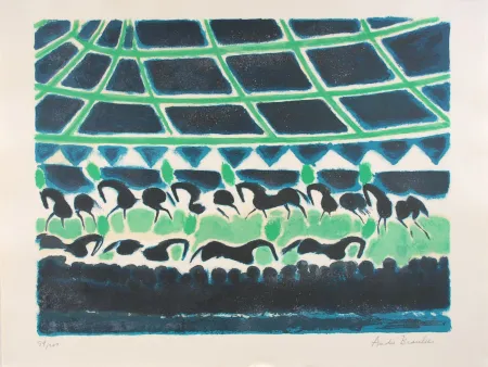 リトグラフ Brasilier - La Ronde des Chevaux de Cirque - The Round of Circus Horses