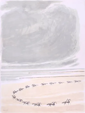 リトグラフ Brasilier - Plage des Flandres - Flanders Beach