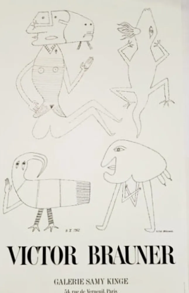 リトグラフ Brauner - Grande Affiche Galerie Samy Kinge - Lithographie 