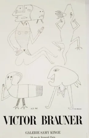 リトグラフ Brauner - Grande Affiche Galerie Samy Kinge - Lithographie 