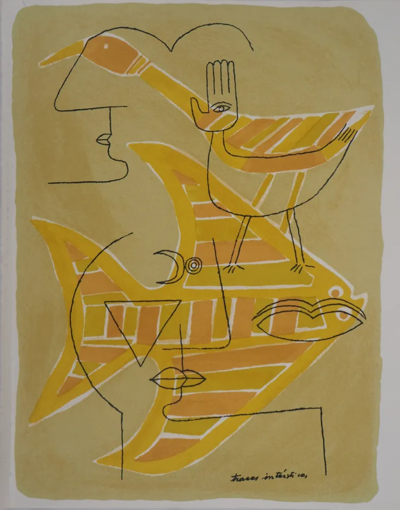 リトグラフ Brauner - Portrait surréaliste (Traces interstices)