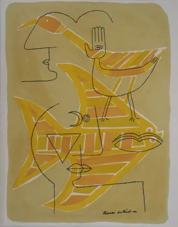 リトグラフ Brauner - Portrait surréaliste (Traces interstices)