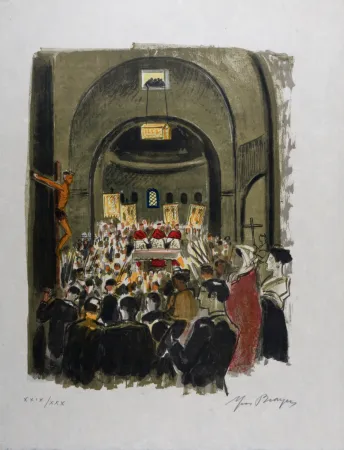 リトグラフ Brayer - Cérémonie de la descente des châsses aux Saintes-Maries de la Mer (#1) - Hand-signed