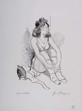 リトグラフ Brayer - Zizi Jeanmaire assise #IX, 1949 - Hand-signed