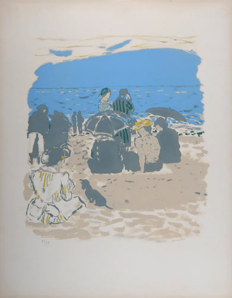 リトグラフ Brianchon - Am Strand, c. 1955 -  Hand-signed!