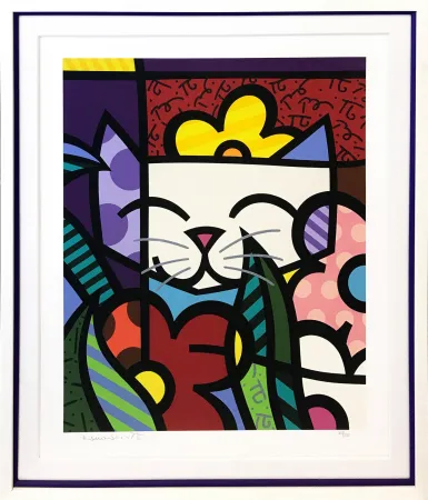 シルクスクリーン Britto - BEHIND THE FLOWERS