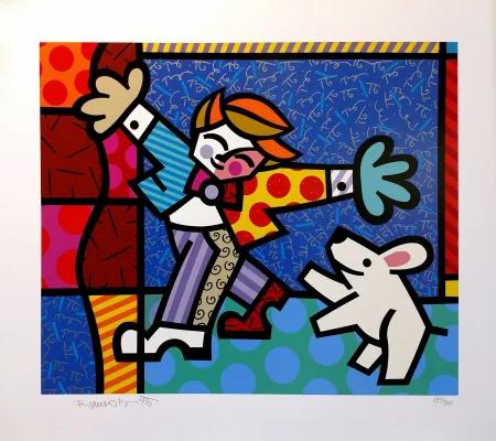 シルクスクリーン Britto - BRENDAN AND THE WISHING DOG