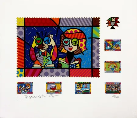 シルクスクリーン Britto - EDUCATING THE WORLD
