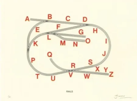 リトグラフ Brossa - Rails