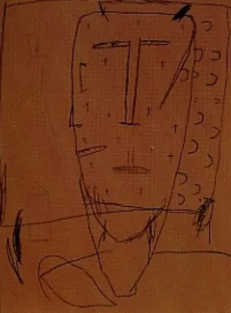 リトグラフ Brown - Self portrait 4