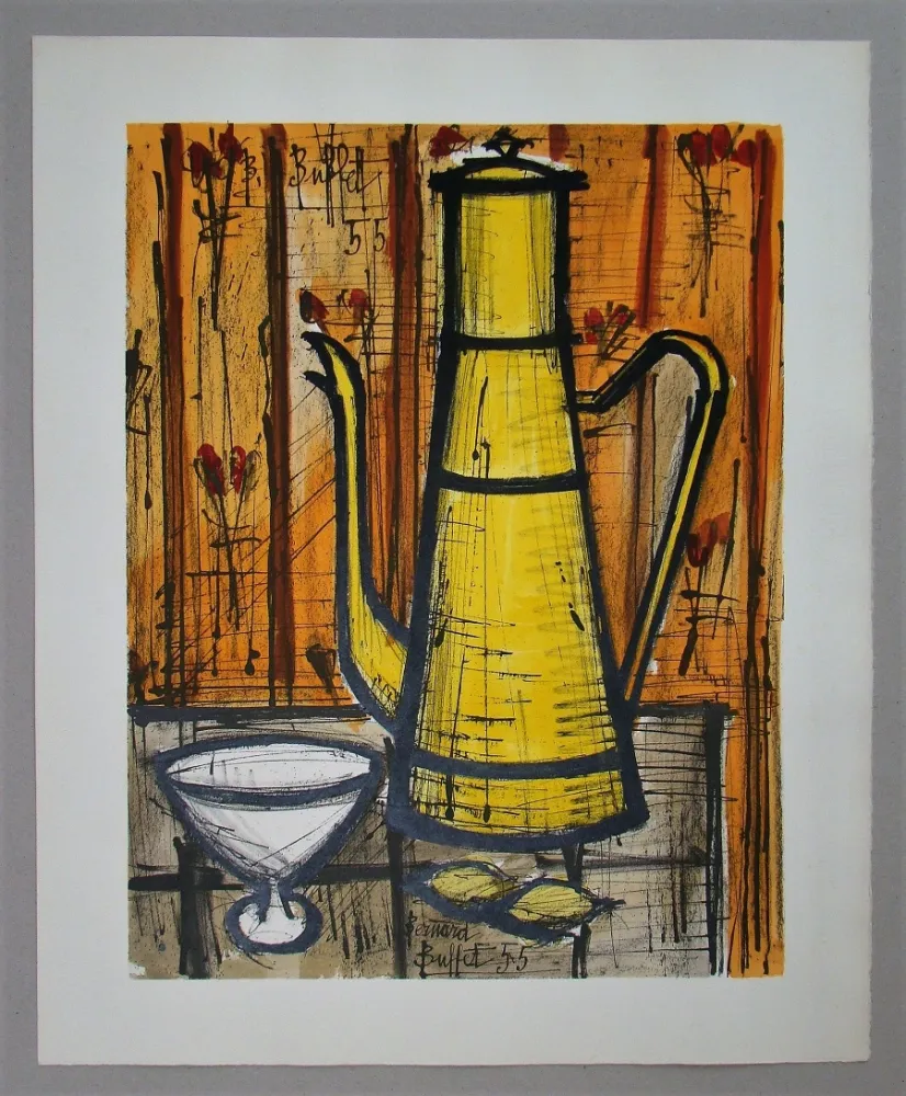 リトグラフ Buffet - Cafetière jaune, 1955