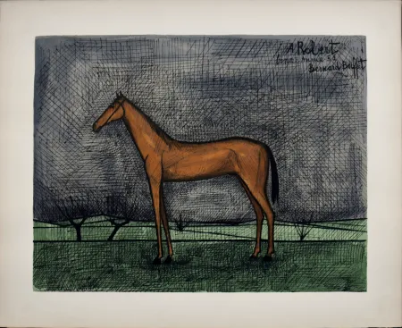 リトグラフ Buffet - Cheval de course, 1960 - Hand-numbered!