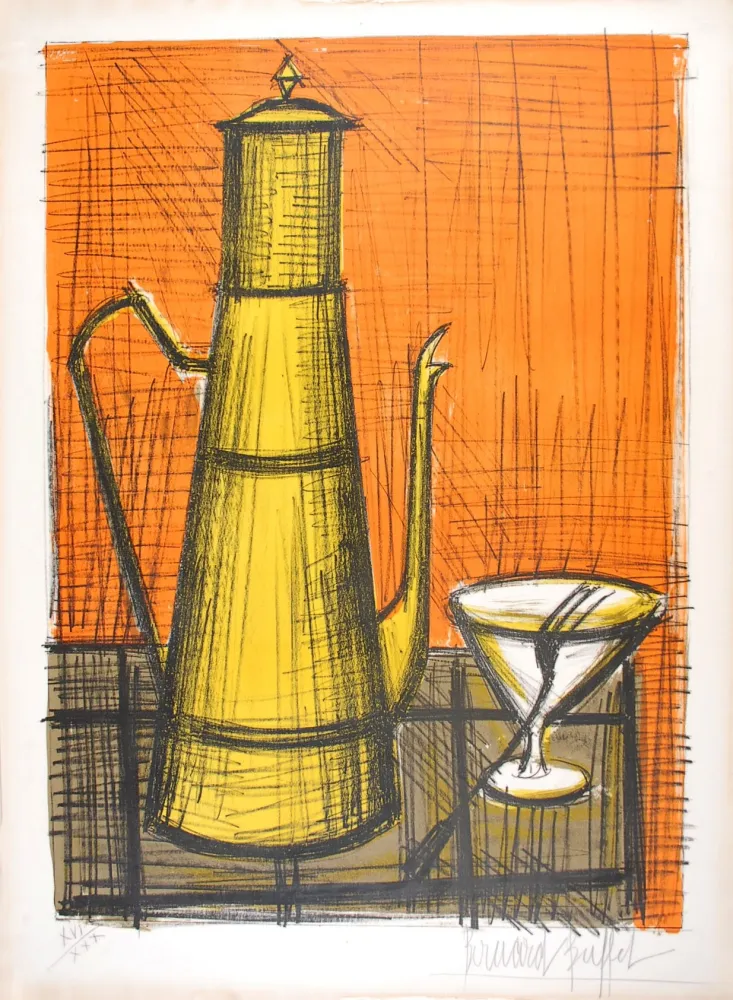 リトグラフ Buffet - La Cafetière