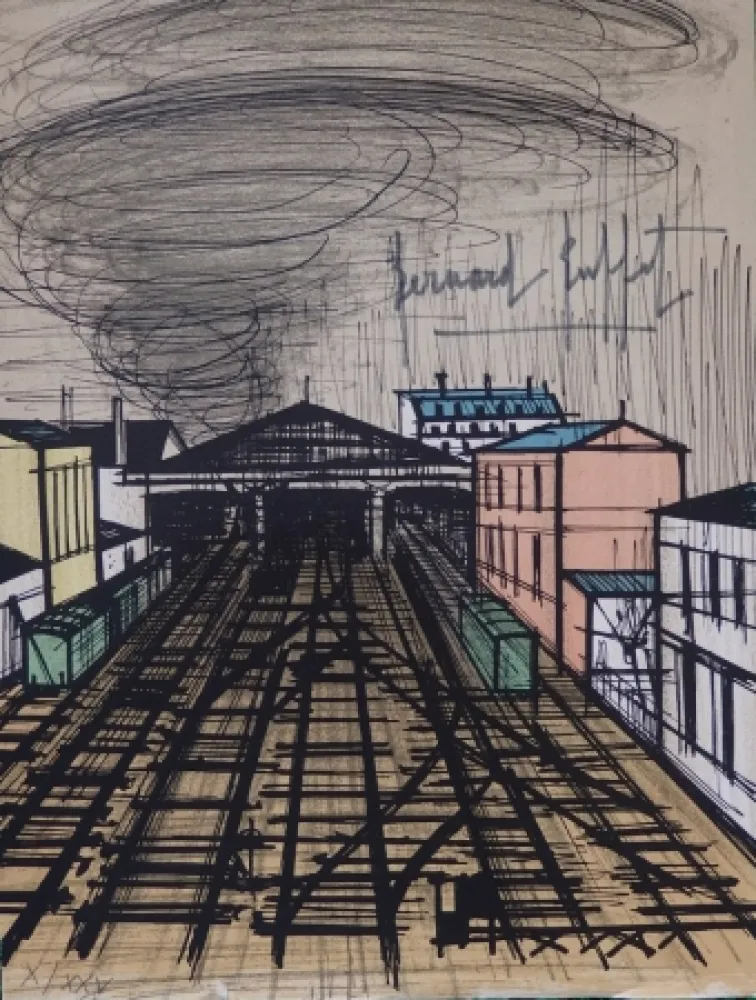 リトグラフ Buffet - La gare Saint Lazare