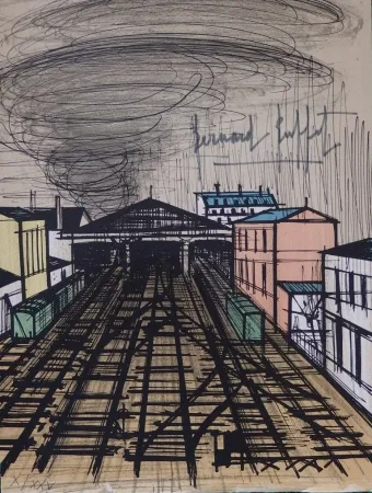 リトグラフ Buffet - La gare Saint Lazare