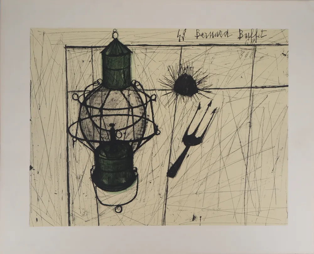 リトグラフ Buffet - La lampe tempête