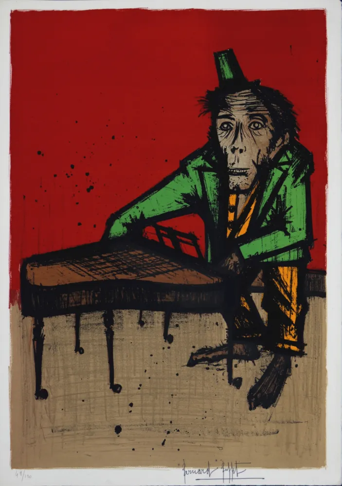 リトグラフ Buffet - Le singe musicien, 1968 - Hand-signed!