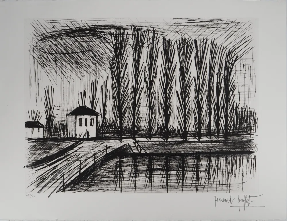 彫版 Buffet - Peupliers au bord de l'eau