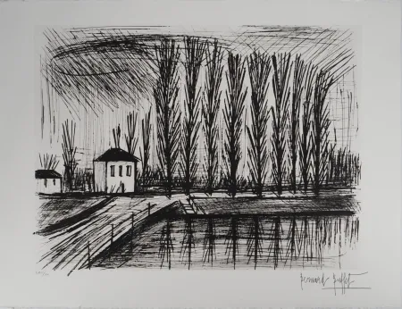 彫版 Buffet - Peupliers au bord de l'eau