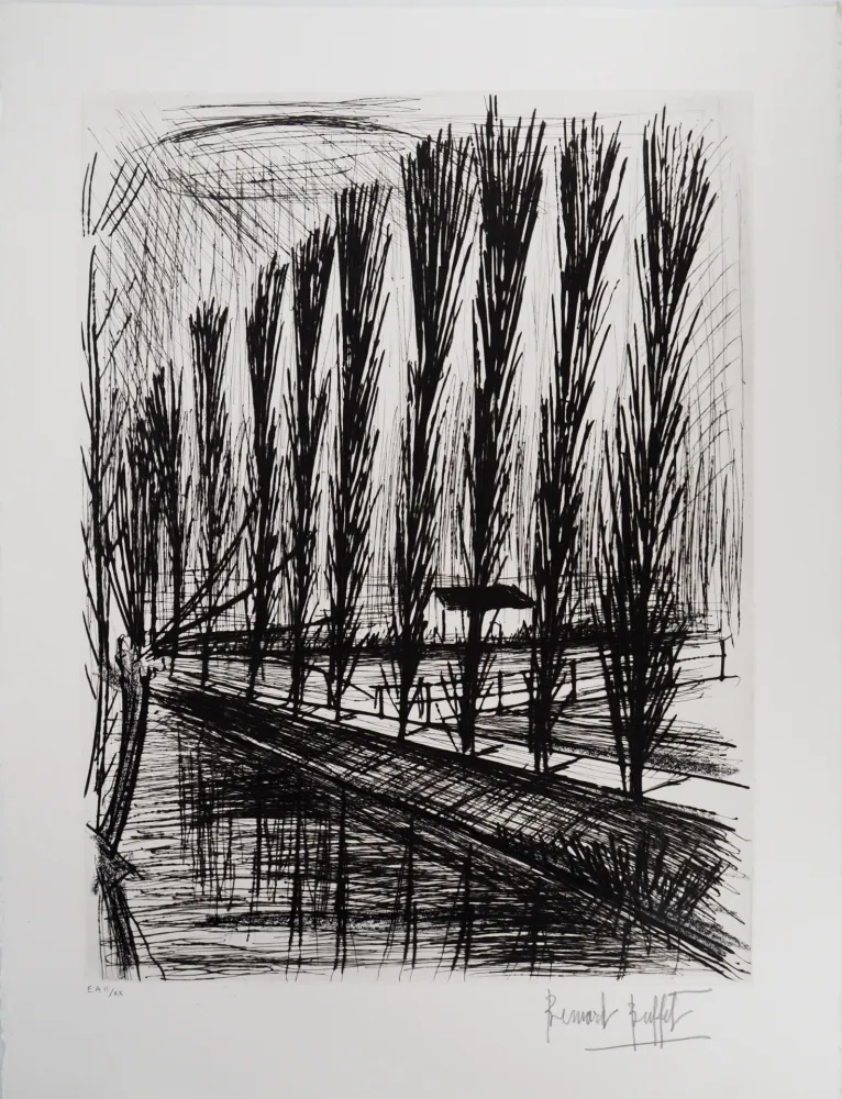 彫版 Buffet - Peupliers au bord du canal