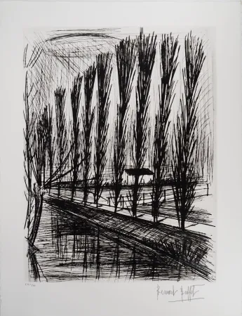 彫版 Buffet - Peupliers au bord du canal