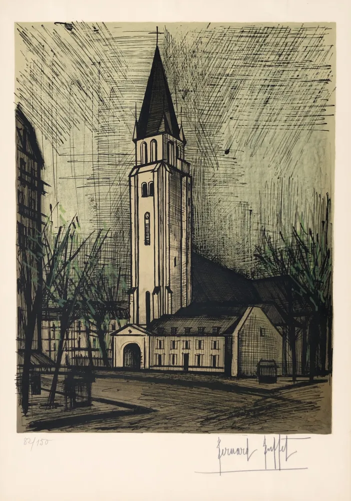 リトグラフ Buffet - Place Saint-Germain-Des-Pres