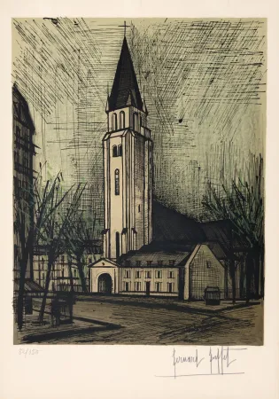 リトグラフ Buffet - Place Saint-Germain-Des-Pres