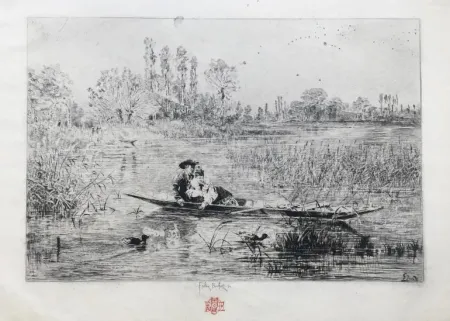 彫版 Buhot - Au fil de l'eau (1875)