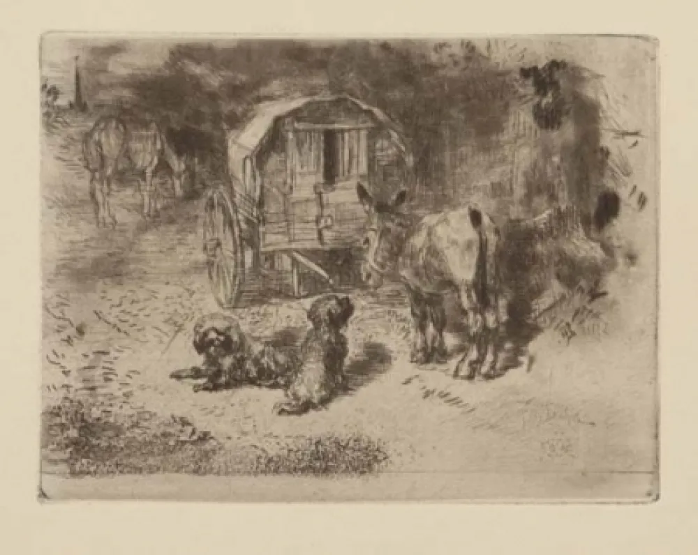 エッチングと　アクチアント Buhot - Gardiens du logis / Les amis du saltimbanque