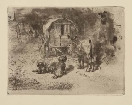 エッチングと　アクチアント Buhot - Gardiens du logis / Les amis du saltimbanque