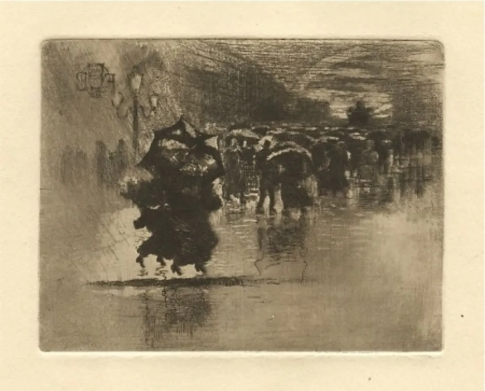 エッチングと　アクチアント Buhot - Le petit enterrement / Sous l'averse