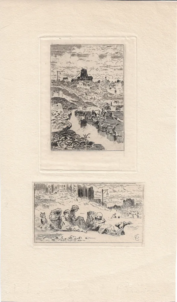 彫版 Buhot - Le puits de la Butte-aux-Cailles [and] Les chiffonniers