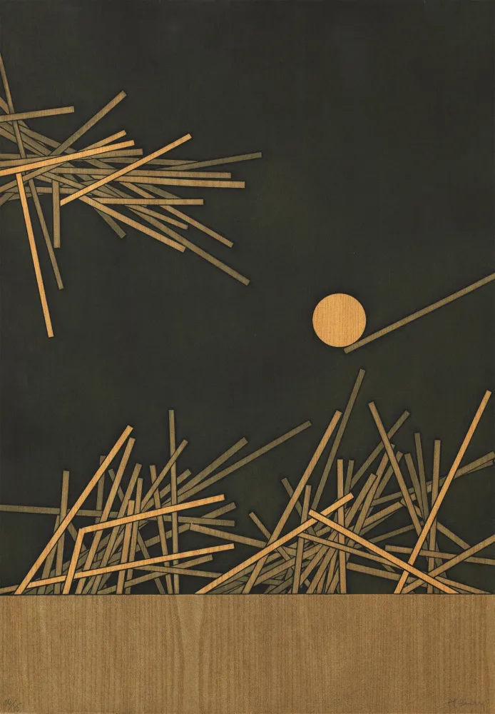 彫版 Bury - Deux groupes de barres vers la droite et un disque