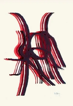 リトグラフ Bury - Quatre bâtons entre deux