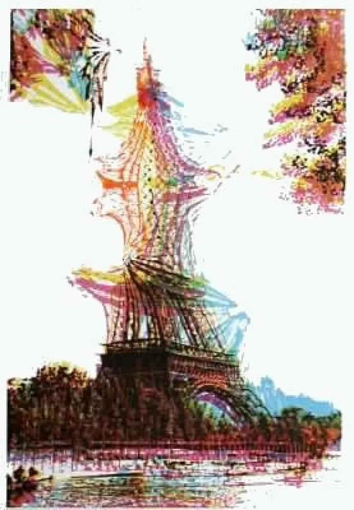 リトグラフ Bury - Quatre tours Eiffel superposées