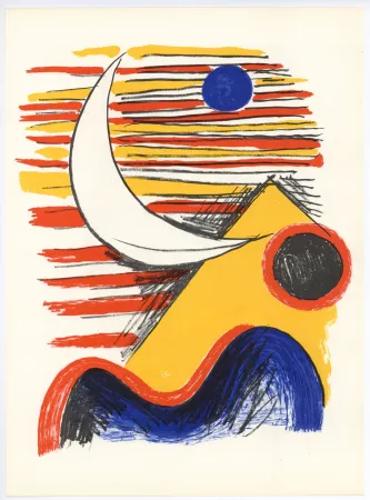 リトグラフ Calder - La Lune et la Montagne Jaune