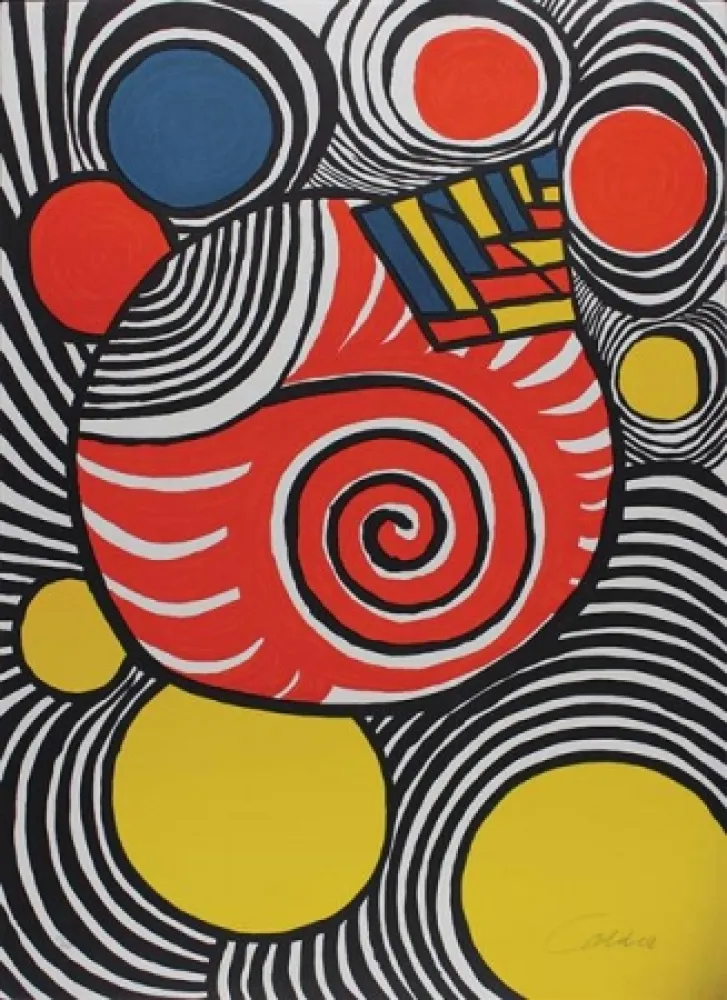 リトグラフ Calder - Spiral and Pyramid