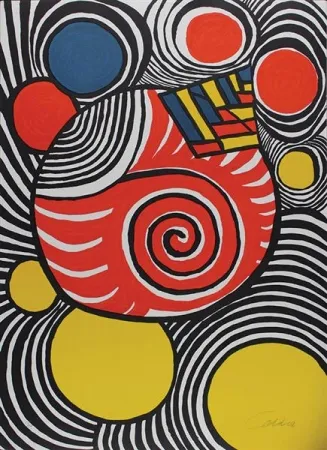 リトグラフ Calder - Spiral and Pyramid