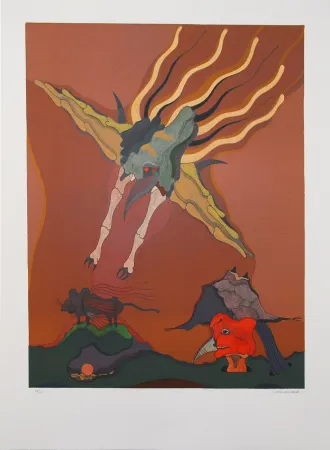 リトグラフ Camacho  - Catching Bird