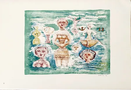 リトグラフ Campigli (After) - Bagnanti