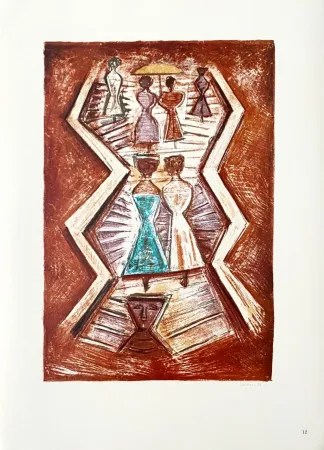 リトグラフ Campigli (After) - Scalinata