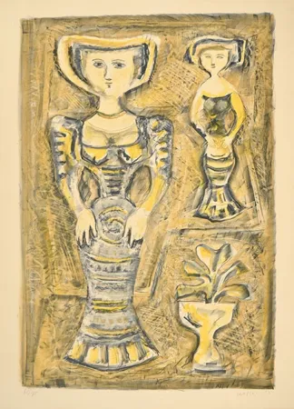 リトグラフ Campigli - DONNE - FIORI, 1957
