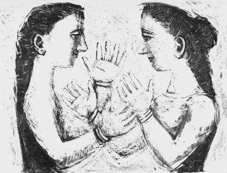 リトグラフ Campigli - Gioco con il filo