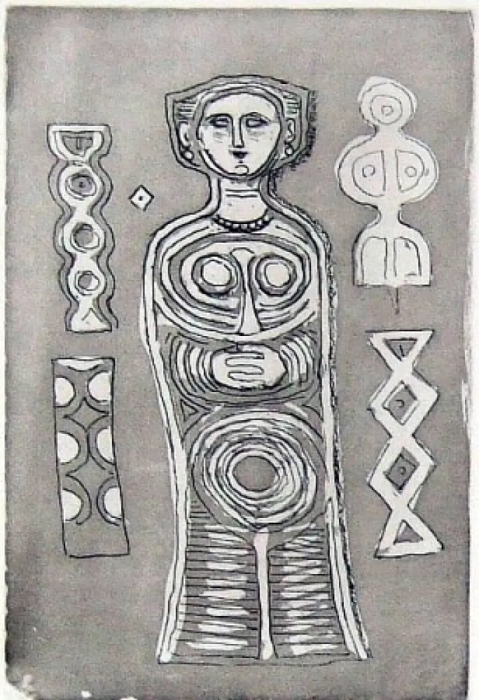 エッチングと　アクチアント Campigli - Idolo su fondo scuro