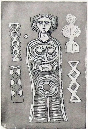 エッチングと　アクチアント Campigli - Idolo su fondo scuro